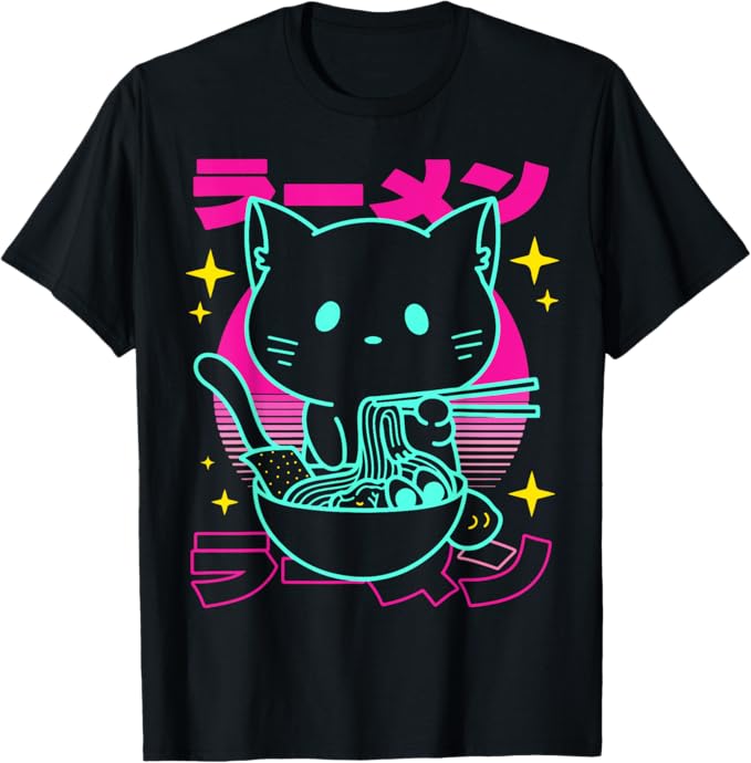 Anime Ramen Cat Retro Japanese Noodles